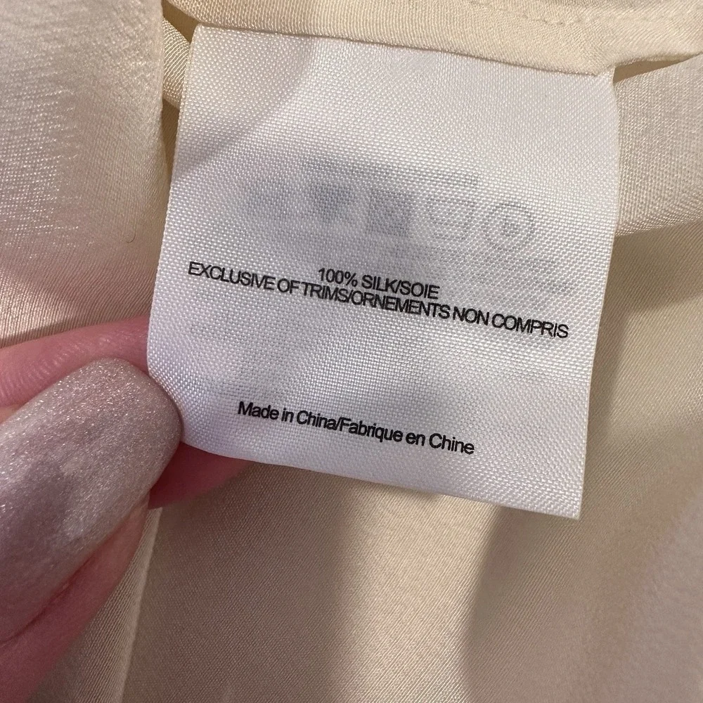 Tory Burch Size-8 Silk Embellished  Blouse 3/4 Sleeve Top‎ Ivory
